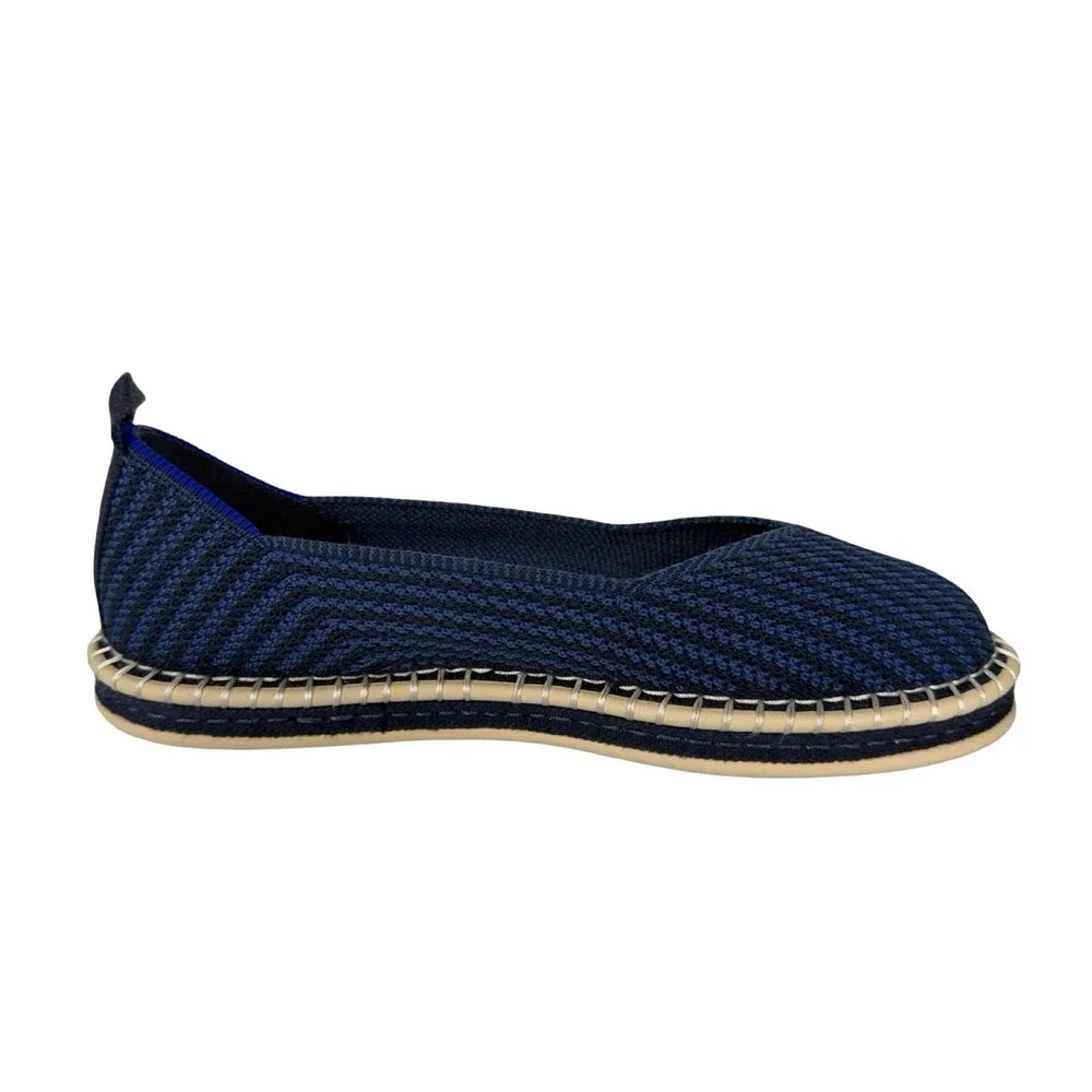 Rothys The Espadrille Navy Blue Knit Slip On Flats Womens 8.5 Shoes 186 006